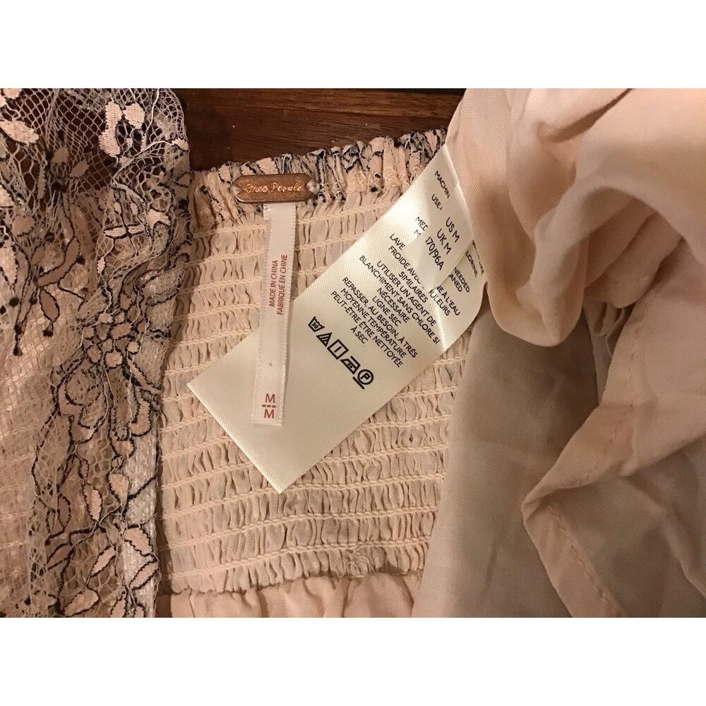 Free People Heavenly Lace Babydoll Tunic Mini Dress SzL Ethereal Dainty Coquette - Picture 2 of 12